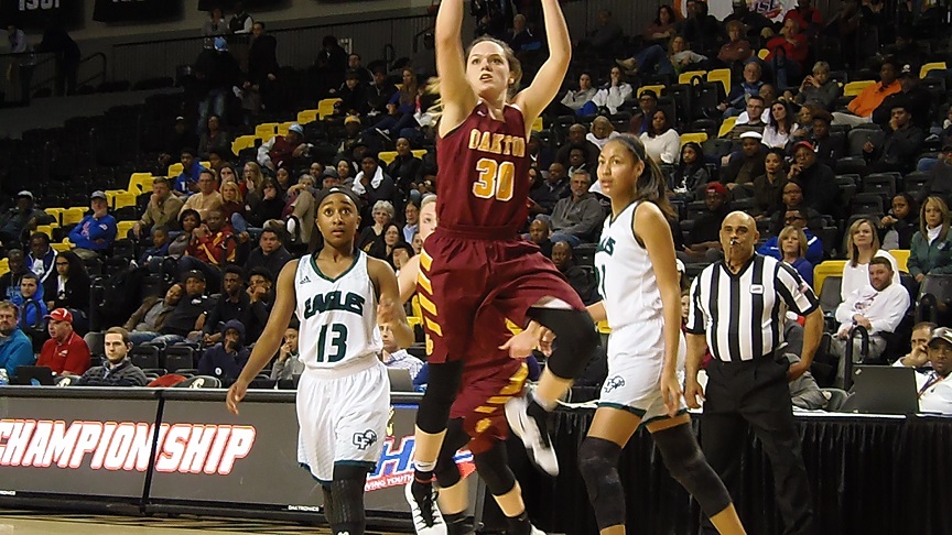 Oakton's Kailyn Fee attacks the lane. The talented University of Richmond commit had an off-shooting night.