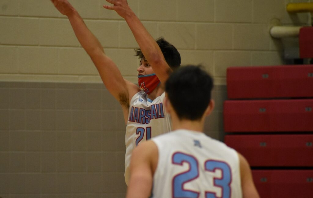 Marshall coach Jerry Lin cited senior Andrew Heiden (16 points) as a player who has led his team all season long.