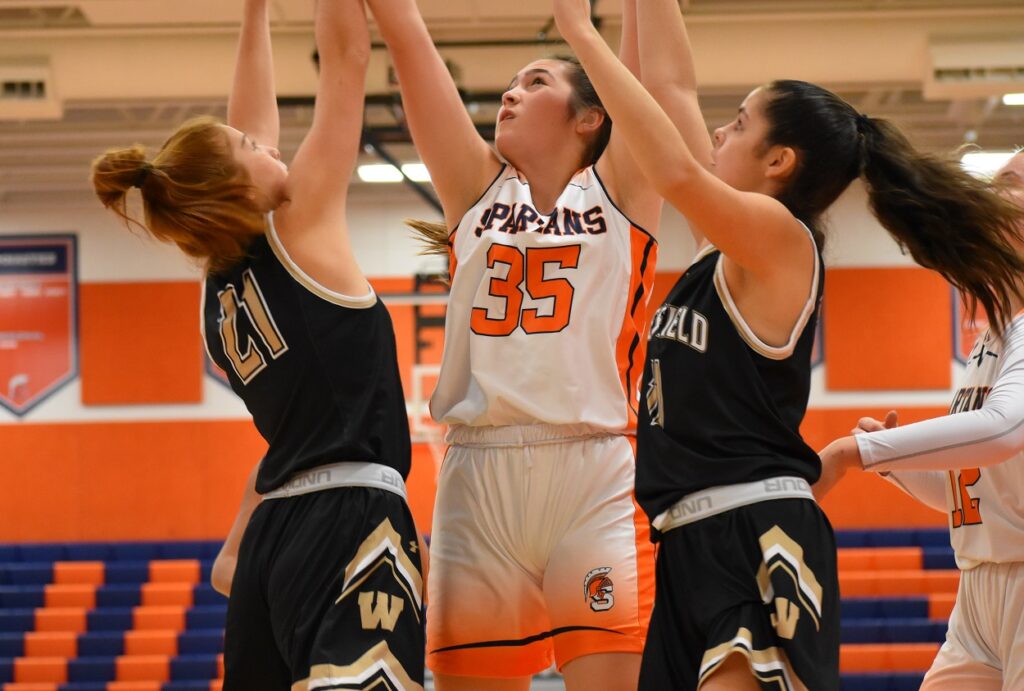 West Springfield freshman Kalina Rapoza got to the line and hit two key free throws late to seal the Spartan victory.